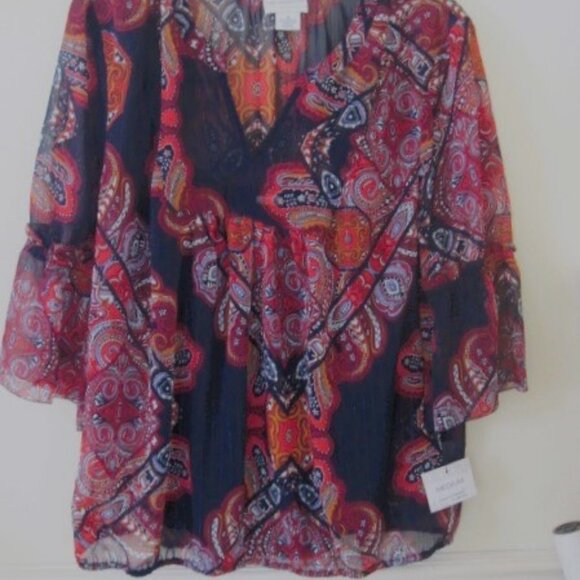 LIZ CLAIBORNE~Women's Top Size M~W/Camisole Mutli~Paisley Expressions~New/W/Tags - Picture 1 of 6